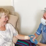 An interaction between a nurse and patient