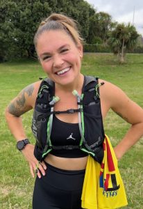 Woman in running vest