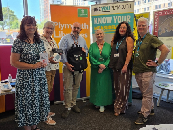 Pictured left to right: Tess Blight (City Councillor) , Maria Lawson (City Councillor), Steve Maddern (Plymouth City Council), Jen Saunders (Central Library), Sarah Hodges (Livewell Southwest) and Daniel Preece (Plymouth City Council)